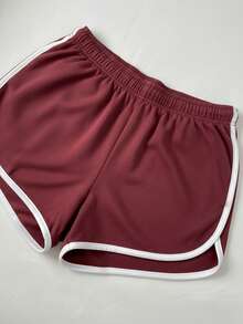 Women's Loose Fit Cotton Sweat Shorts For Gym - 紫紅色 - 查看 2