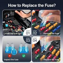 180pcs Automotive Fuse Assortment Kit | 60pcs Mini Fuses + 60pcs Standard Fuses + 60pcs Micro Blade Fuses + 1pc Fuse Puller - Total 11 Sizes: 2A, 3A, 5A, 7.5A, 10A, 15A, 20A, 25A, 30A, 35A, 40A - Multicolor - View 6