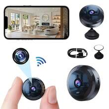 1 pieza Cámara inteligente inalámbrica mini Full HD 1080P, adecuada para conexión WiFi de 2.4G. Se puede ver de forma remota a través de la aplicación móvil, con batería de litio recargable incorporada, dispositivo portátil de monitoreo de doméstica alimentado por USB. Este diseño de cámara inalámbrica moderna equilibra la durabilidad y la facilidad de uso, una opción ideal para el sistema de del hogar. - Negro - Ver 2