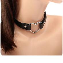 Women's Leather Heart Choker Necklace, Gothic Style - 彩色 - 查看 3