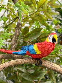 精美的树脂装饰品，以鹦鹉和画眉为主题——采用铁钩设计，无需用电，是装饰庭院、花园、花盆、阳台、盆栽植物和鱼缸的理想之选。也是送给爱鸟人士和节日庆典的完美礼物。 - 彩色 - 查看 11