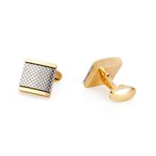 1 Pair Gold Square & Silver Grid Crossed Copper Alloy Men's Cufflinks, Delicate & Fashionable - Gold - View 2