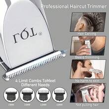 LQT 4件套/1件装多功能理发工具，专业无线男士理发器，USB充电，男士胡须修剪器套装，精准T型分叉修剪器，迷你旅行剃须刀，理想的父亲节礼物，男士礼物 - 彩色 - 查看 5