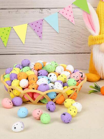 100个迷你复活节彩蛋，彩色泡沫彩蛋，适合DIY花环装饰、花瓶填充、复活节装饰、家居装饰、主题派对装饰、生日装饰