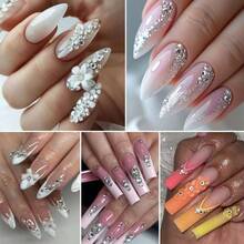 Nail Art Rhinestones Kit Flat - Back Round Glass Crystals Gems With Pick Tweezers And Nail Picker Manicure Nails Supplies Crafts Decorations - Thông thoáng - Xem 5