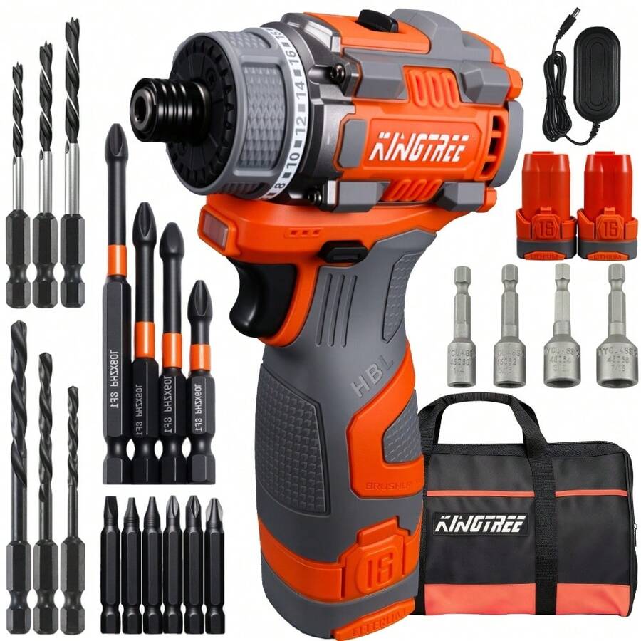 Llave De Impacto Inalámbrica Eléctrica Pistola Taladro Impacto Destornillador Con 2 Baterías Recargable - Naranja - Ver 1