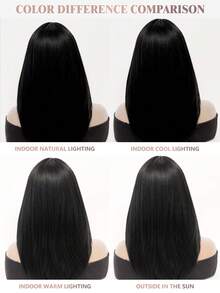 XOUJE Tóc giả dài 20 inch màu đen tự nhiên, thẳng, có lớp mái, mềm mại và dễ tạo kiểu, làm từ sợi tổng hợp, hoàn hảo cho sử dụng hàng ngày, vẻ thanh lịch đơn giản, các bữa tiệc, công sở, nhập vai và các lễ hội. - màu đen - Xem 10