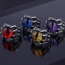Gothic Punk Devil Evil Eye Dragon Eagle Claw Ring Retro Open Adjustable Skull Decoration Eyeball Hell Devil Motorcyclist Jewelry Halloween Costume Party Accessories - 紫色 - 查看 5