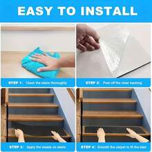 1片39.37英寸/1米楼梯踏板垫，实木踏板，自粘防滑垫，适用于混凝土和铁质螺旋楼梯，地毯踏板，20x100厘米 - 彩色 - 查看 6