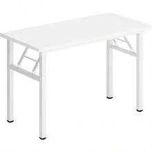 Folding Desk Small Desk 31.5 Inches Computer Desk For Home Office Folding Table Writing Table For Small Spaces No Assembly Required White & White Frame - 31.5 Inches + White + White - View 9