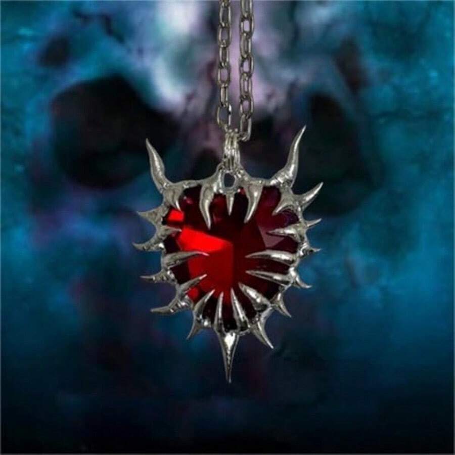 Collar gótico diseño cruz corazón halloween mujeres hombres joyería punk - Corazón - Ver 1