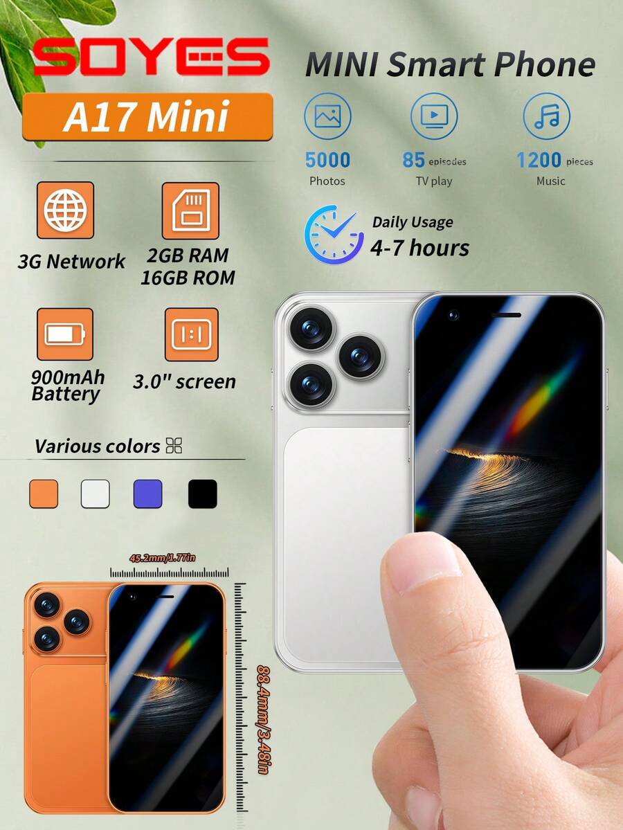The SOYES ONEMYTH Mini Phone Design Is Very Thoughtful! Its 3.0-Inch Screen Provides A Clear Display, Comfortable Viewing Experience, 3G Network Connectivity, And Smooth Android 8.1 System Operation. The 900mAh Battery Provides Ample Battery Life, And The 5MP Camera Can Quickly Capture Wonderful Moments. - Silver - View 1