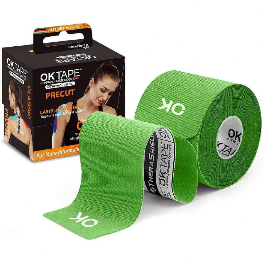 Kinesiology Tape 10 Inches Precut, 20 Strips, Cotton Elastic Athletic Tape Latex Free, 2in X 16ft, Green,39960997 - 青檸色 - 查看 1