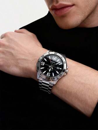  Reloj de cuarzo con correa de acero inoxidable Casio MTP-VD01D-1B para hombres, accesorio de uso casual, regalo para hombres