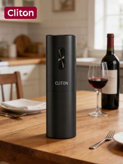 CLITON 1pc Plastic Electric Wine Bottle Opener, Minimalist Multi-Function Household Bottle Opener, Electric Corkscrew Opener Set - Battery Powered Automatic Spiral Bottle Opener, Wine Lover's Wine Accessory Gift, Bottle Opener, Automatic Spiral Bottle Opener Set With Foil Cutter, Battery Powered Bottle Opener, Suitable For Travel, Gathering, Party, Date, Gift