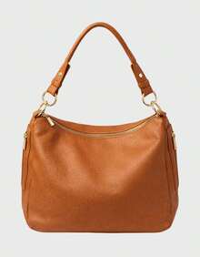 Women's Large Hobo Bag With Modern Finish And Ring Detail - 鏽棕色 - 查看 5