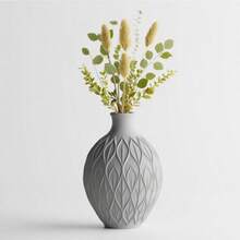 ORIZZONTE Moderne Dekovase "Fogliava" mit verschlungener Blätterstruktur – Natürliches, skulpturales Design für Blumen, Zweige und Kunstpflanzen – Geschenkidee für Zuhause/Büro – 100 % Made in Italy, Versand aus Italien - Grau - Übersicht 3