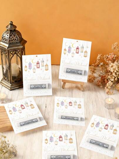 Bộ 3 ví đựng tiền và thẻ dịp lễ Eid Al-Adha, túi giấy đựng tiền nhiều màu sắc chủ đề Eid Al-Adha, túi đựng tiền hình đèn lồng và trăng lưỡi liềm, quà tặng Eid Al-Adha bằng giấy nhiều màu sắc.