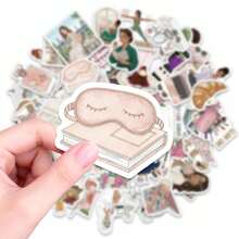 56张唯美少女贴纸套装 - 复古花卉、可爱字母和手账贴纸，适用于剪贴簿、手账、笔记本电脑、水瓶和DIY手工装饰 - 彩色 - 查看 3