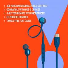 Tai nghe nhét tai có dây độ phân giải cao Tune 310C, âm thanh JBL Pure Bass, kết nối USB-C, cáp dẹt chống rối, điều khiển ba phím tích hợp micro, cáp tiện dụng cho di chuyển và tập luyện. - màu đen - Xem 6