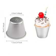 1pc/5pcs/10pcs Aluminum Pudding Cups, Chocolate Dessert Cups, Paper Cupcake Liners, Muffin Baking Pans. Reusable, Durable, Easy To Clean. Ideal For New Year, Thanksgiving And Christmas Baking. - Multicolor - View 10