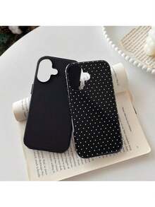 GIIPPA Glossy White Polka Dot Phone Case On Black Background, Compatible With IPhone 17, 17 Air, 16, 15, 14, 13, 12, 11, Pro Max, Plus, X, XS - Black - View 4