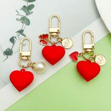 1pc Big Red Heart Shaped Keychain, Bag Charm, Car Key Chain, Suitable For Valentine's Day, Thanksgiving, Mother's Day Gifts, Wallet Pendant - Multicolor - View 4