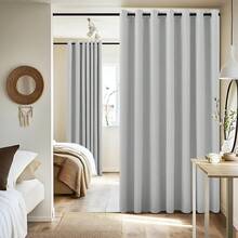 Patio Door Curtain Sound Blocking, Bedroom Privacy Room Divider Curtain Screen Partitions, Thermal Insulated Blackout Closet Sliding Door Curtain (1 Panel, 8.3ft Wide By 7ft Long, Gray) - 白色 - 查看 10