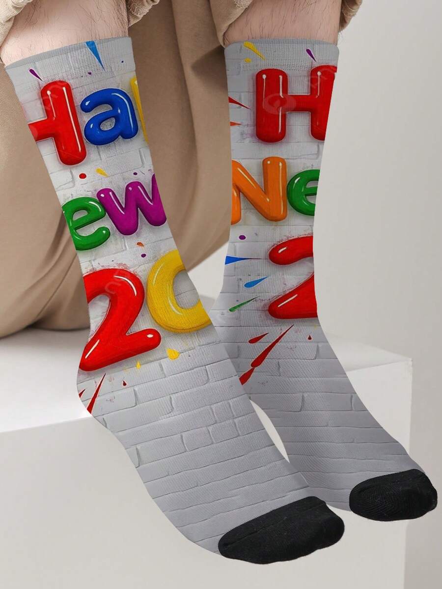 1 Pair Of Super Wrist-Themed 360° All-Over Print Socks – Unisex, Stylish, And Perfect For Streetwear. - Multicolor - View 1