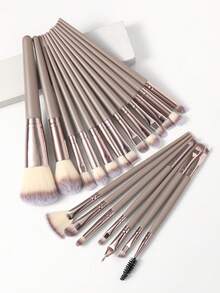 54 PIEZAS Juego de herramientas de maquillaje combinado, Pincel de sombra de ojos y pincel de cejas y pincel básico y pincel de maquillaje en polvo y pincel de rubor y pincel de corrector y pincel iluminador Pelo sintético ultra suave avanzado para maquillaje facial diario, regalos, pinceles de maquillaje profesionales, juego de maquillaje completo - Café integral - Ver 16
