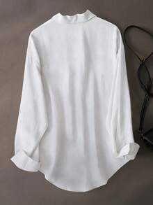 Women's Casual Loose Long Sleeve Shirt, Suitable For Work And Commute, Spring/Autumn White - White - View 2