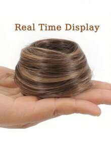 3-Inch Synthetic Hair Bun With Elastic Hair Tie, Hair Extension Clip-On Ponytail For Women