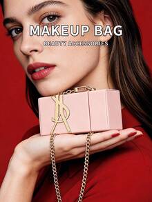 Bolso de hombro personalizado y bolso de cadena cúbica, diseño minimalista elegante, tono rosa, adecuado para compras, citas, trabajo y escuela - Rosa Pálido - Ver 4