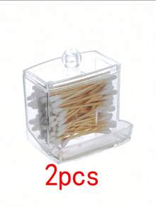 1pc Creative Mini Makeup Brush Holder Storage Box, Plastic Transparent Acrylic Covered Vanity Desk Organizer - Multicolor - View 9