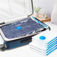 10 bolsas reutilizables para almacenar al vacío + 1 bomba de aire manual gratis. Bolsas de compresión compactas, bolsas de almacenamiento al vacío de alta calidad, esenciales de viaje, ahorradoras de espacio, ideales para ropa, almohadas y pijamas, con gran capacidad para guardar ropa, edredones y almohadas. - transparente - Ver 7