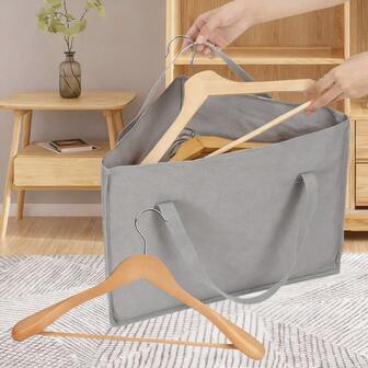 2pcs Hanger Storage Bag, Triangular Design, Non-Woven Material, With Support Pad At The Bottom, Strong And Durable, Can Store 40 Hangers Of Various Sizes, Suitable For Home Wardrobe Storage, Drying Rack Hanger Storage, Household Goods Storage