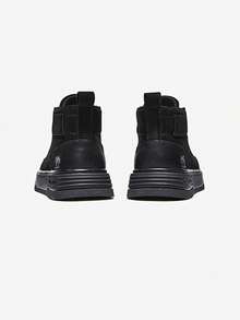 CAMEL CROWN 男士户外休闲靴，秋冬季加厚耐穿户外靴，复古经典高帮工装靴 - 黑色 - 查看 4