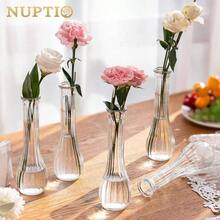 Glass Bud Vases Centerpiece: 3 Pcs Small Flower Vase Wedding In Bulk - Cute Ribbed Vase Party Events Home Table Decor - 3 - View 9