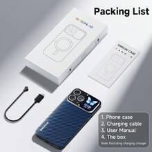 TFT高清屏幕手机壳，多功能智能窗口，消息通知，自定义拨号，后置摄像头自拍预览，音乐控制，超薄半包设计，实用小工具，智能投影手机壳，自拍显示器屏幕 - 彩色 - 查看 8