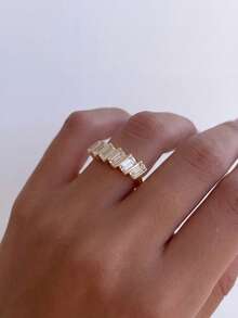 1 chiếc nhẫn bạc 925 cao cấp nhiều tầng đính đá Cubic Zirconia, hoàn hảo cho các sự kiện trang trọng, tiệc tùng và các dịp khác, món quà trang sức tinh tế dành cho phụ nữ. - Vàng - Xem 6