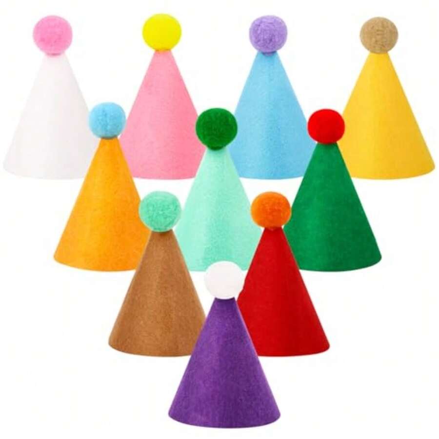 10 Pcs Mini Birthday Party Hats Multicolor Lovely Cone Hats For Animals Stuffed Pets Birthday Holiday Accessories Decoration Supplies - như hình - Xem 1