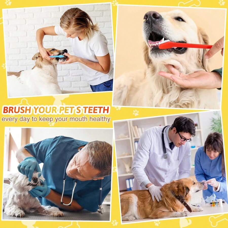 40pcs/Set Cat & Dog Toothbrush, Soft Bristle Double-Sided Toothbrush Suitable For Large Dogs & Cats, Suitable For Most Pets