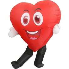 CYPNDisfraz inflable de corazón rojoDisfraz de Corazón Con Cara Sonriente disfraces inflables para adultos disfraz de Halloween de San Valentín fiesta de Navidad cosplayFashion - como en la foto - Ver 2
