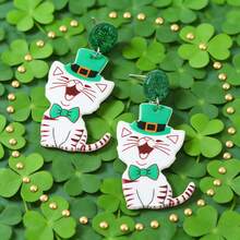 圣帕特里克节绿色三叶草眼镜、小狗耳环、闪亮绿色亮片，充满节日气氛，可爱又吸睛的设计 - 彩色 - 查看 13