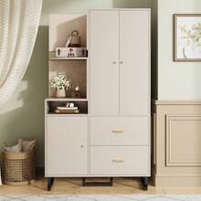 Compact, Hallway, Wall-Mounted Shoe Cabinet With Filling Panel, Dimensions 110x186x38 Cm - Beige - View 11