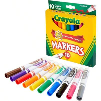 Broad Line Markers, Classic Colors 10 Each, 10 Count Pack Of 1