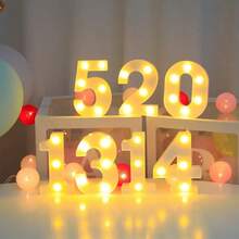 6.3IN Decorative Led Light Up Number Letters, White Plastic Marquee Number Lights Sign Party Wedding Decor Battery Operated Number - Multicolor - View 3