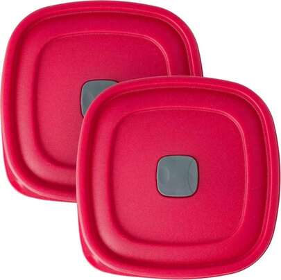 3_5_7 Cup Replacement Lids For Rubbermaid Food Storage Containers Steam Vent (2-Pack, Red)