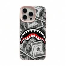 Money Phone Case, Aggressive Style, For Compatible With IPhone 17/17pro/17promax/17Air/Iphone16/16pro/16plus/16promax/15/15promax/15pro/11/12/13/14promax/12mini/13mini/11pro/11promax/12pro/12promax/13pro/13promax/14pro/14promax, Dollars And Shark Mouth Gift, Wealth Aesthetic Design Present For Him, Rich Lifestyle Gift - 淺粉色 - 查看 4