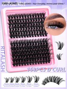 RITALASH 260Pcs 5 Nature Styles Lash Clusters Kit, 150D/ 200D/ Spike+150D/ 60D/ 80D Eyelash Clusters Extensions With Everything You Need For Beginners And Proficient, Beayty At Home Easily - Black - View 3